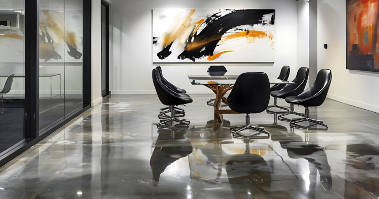 Concrete flooring for a business.